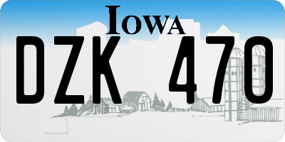 IA license plate DZK470