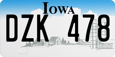 IA license plate DZK478