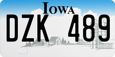 IA license plate DZK489