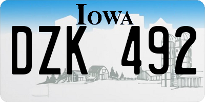 IA license plate DZK492