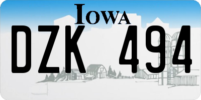 IA license plate DZK494