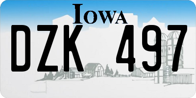 IA license plate DZK497
