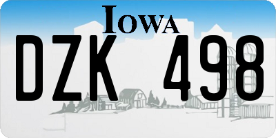 IA license plate DZK498