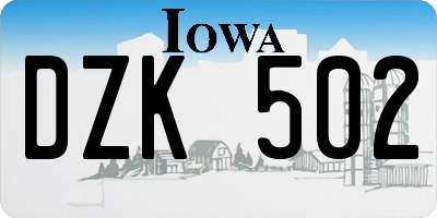 IA license plate DZK502