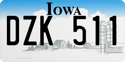 IA license plate DZK511