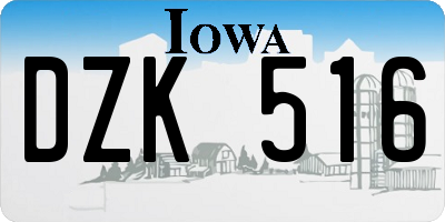 IA license plate DZK516