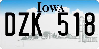 IA license plate DZK518