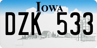 IA license plate DZK533
