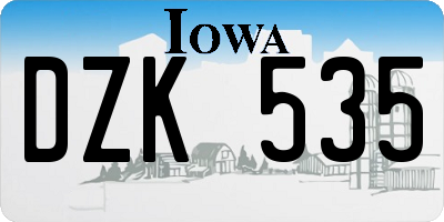 IA license plate DZK535