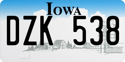 IA license plate DZK538