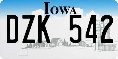 IA license plate DZK542