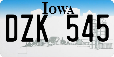 IA license plate DZK545
