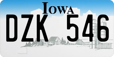 IA license plate DZK546