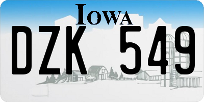 IA license plate DZK549