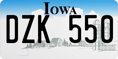 IA license plate DZK550