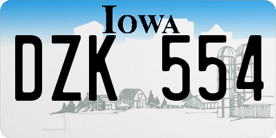 IA license plate DZK554