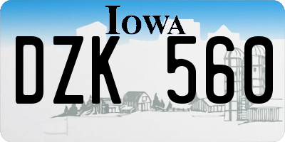 IA license plate DZK560