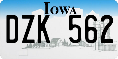 IA license plate DZK562