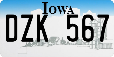 IA license plate DZK567