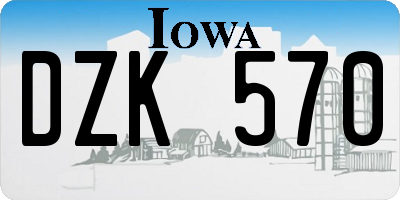 IA license plate DZK570