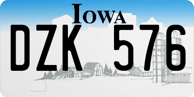 IA license plate DZK576