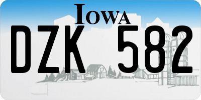 IA license plate DZK582