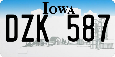 IA license plate DZK587