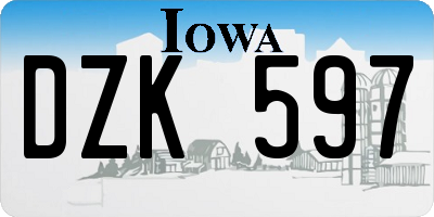 IA license plate DZK597