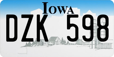 IA license plate DZK598