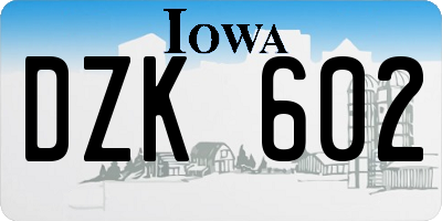 IA license plate DZK602