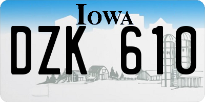 IA license plate DZK610