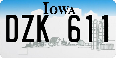 IA license plate DZK611