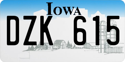 IA license plate DZK615