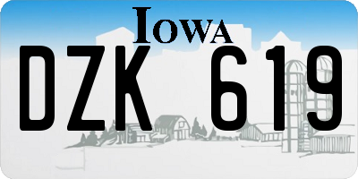 IA license plate DZK619