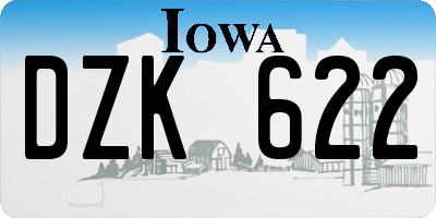 IA license plate DZK622