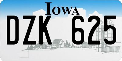 IA license plate DZK625