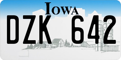 IA license plate DZK642