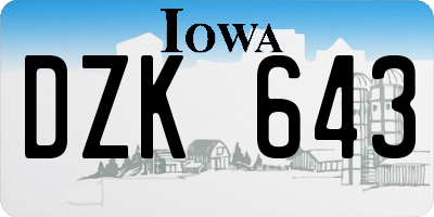 IA license plate DZK643