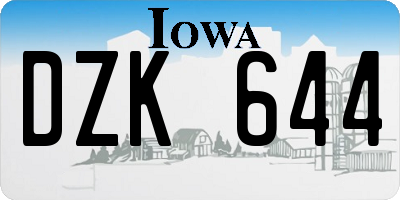 IA license plate DZK644