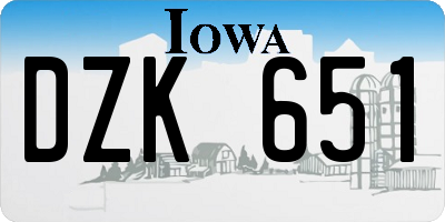 IA license plate DZK651