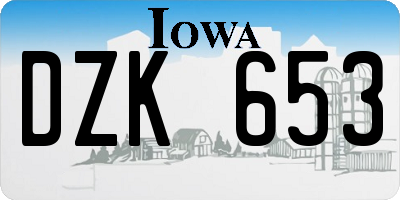 IA license plate DZK653