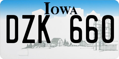 IA license plate DZK660