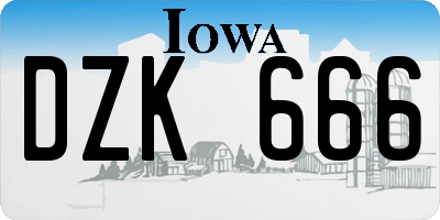 IA license plate DZK666