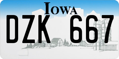 IA license plate DZK667