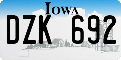 IA license plate DZK692