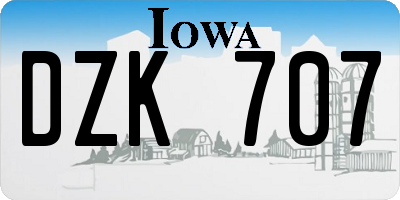 IA license plate DZK707