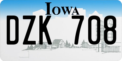 IA license plate DZK708