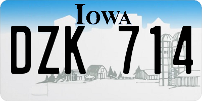 IA license plate DZK714