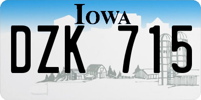 IA license plate DZK715