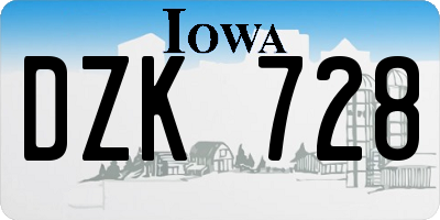 IA license plate DZK728